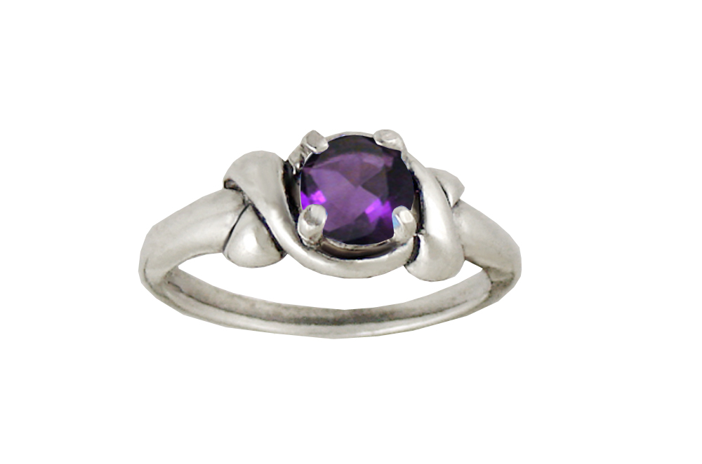 Sterling Silver Love Knot Ring With Faceted Amethyst Size 8 Sterling Silver Love Knot Ring With Faceted Amethyst Size 8